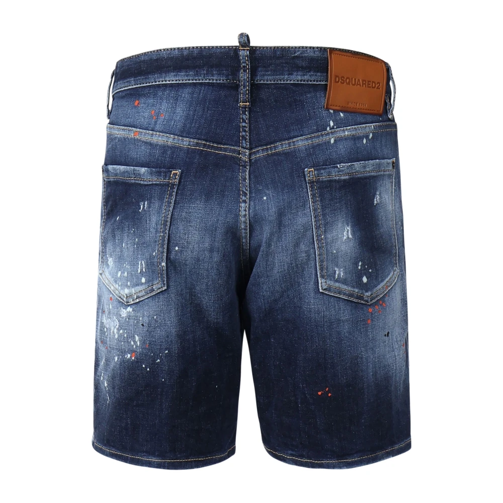 Dsquared2 Blauwe Denim Shorts met Lakdetail Blue Heren