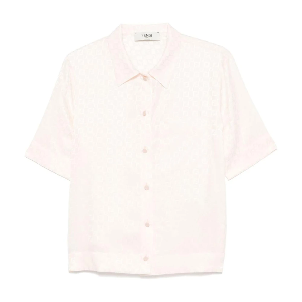 Fendi Rosa Ff Monogram Kortärmad Skjorta Med Knäppning