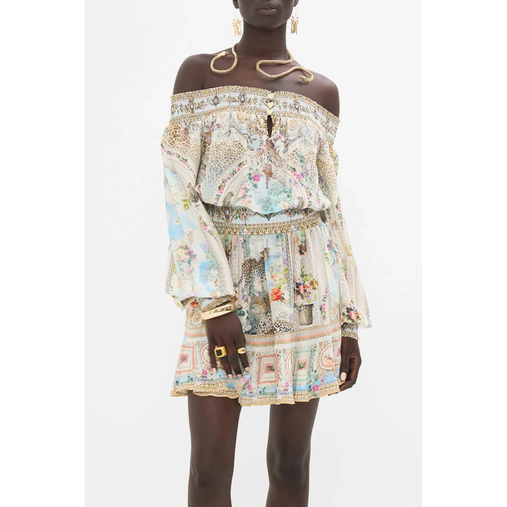 Camilla Off Shoulder Zijden Jurk Alexandria Multicolor Dames