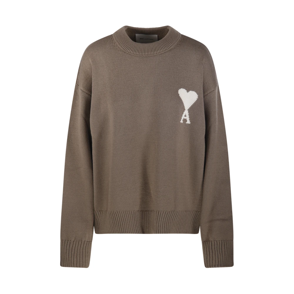 Ami Paris Vrouw Bruin Adc Ronde Hals Trui