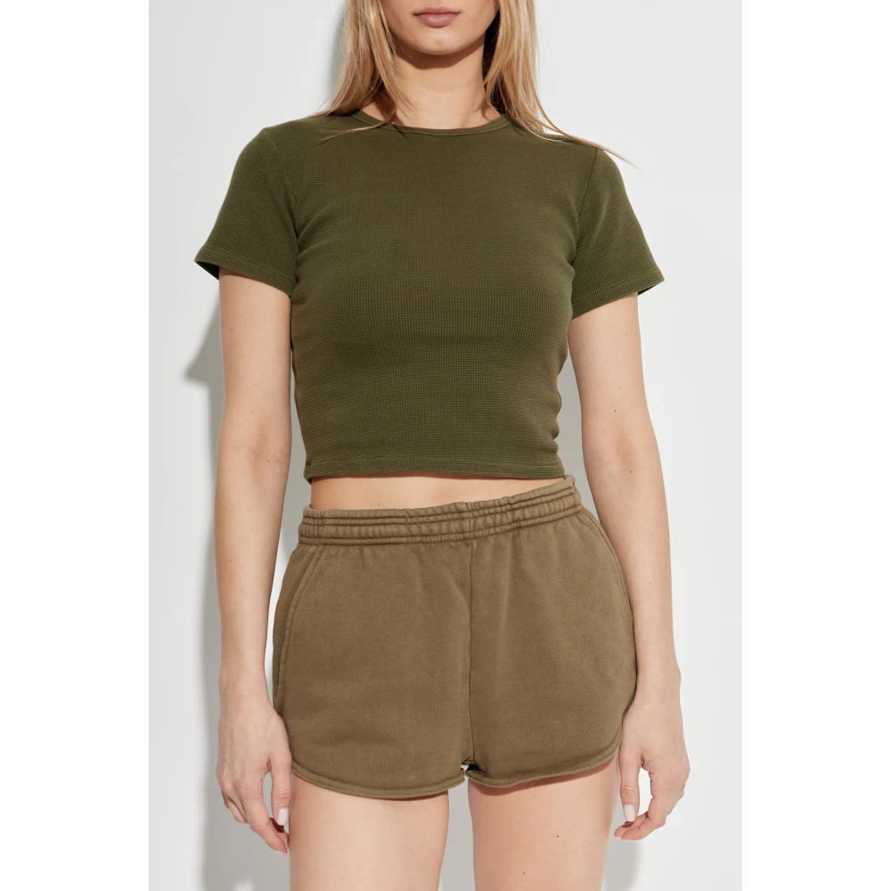 Entire Studios T-shirt Micro Waffle Green Dames