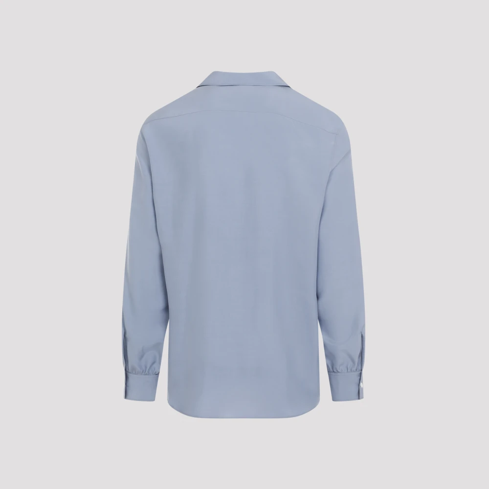 The Row Elegante Grijze Zijden Overhemd Blue Heren