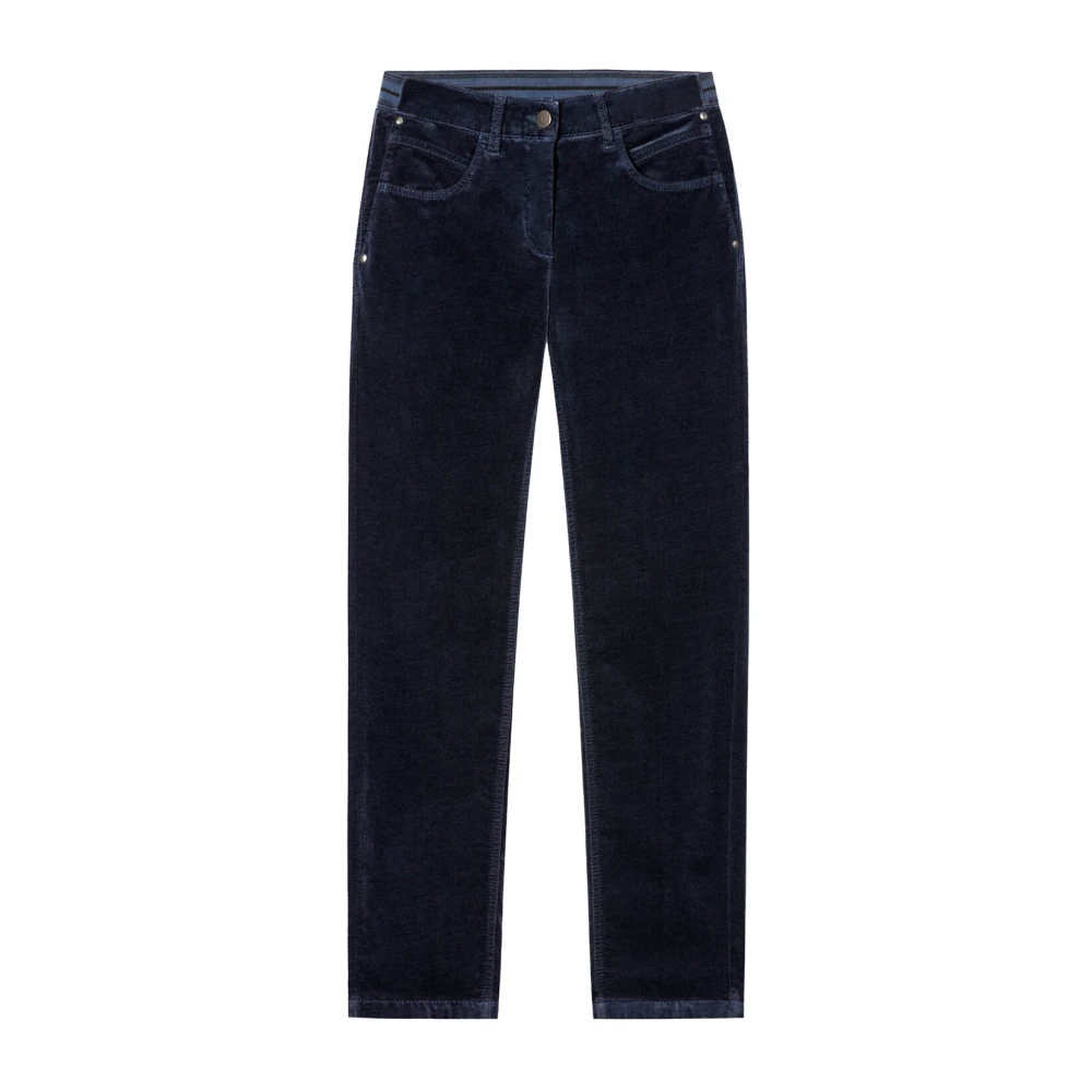 LUISA CERANO Fluwelen hoge stretch broek Blue Dames