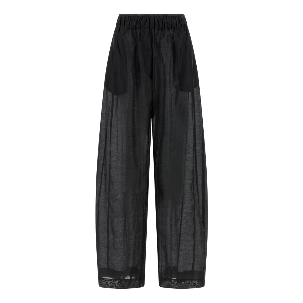 Thelatest Women's Black Dora Light Muslin Trousers - Wide Trousers - 2XS - Trousers