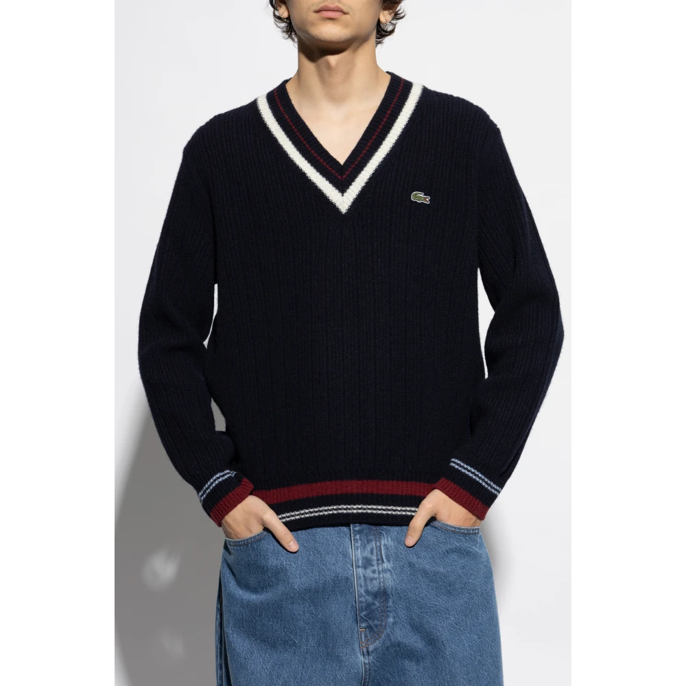 Lacoste V-hals trui Blue Heren