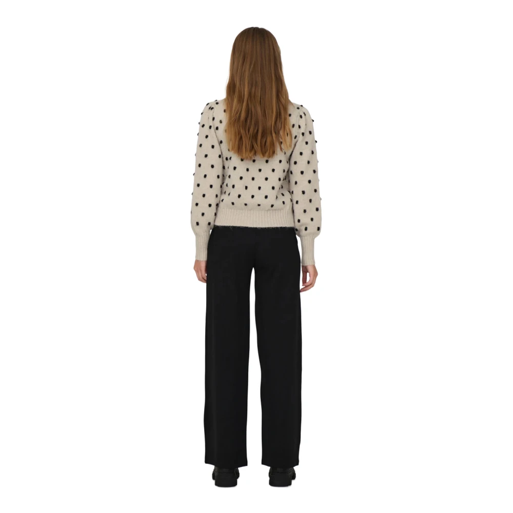 Jacqueline de Yong Beige Gebreide Ronde Hals Trui Beige Dames