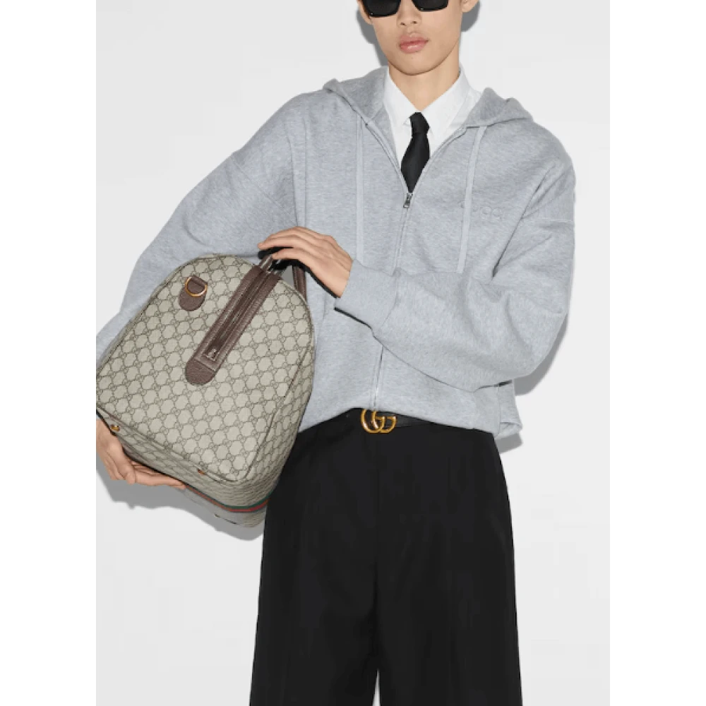 Gucci Heathergrijze Hoodie met Rits Gray Heren