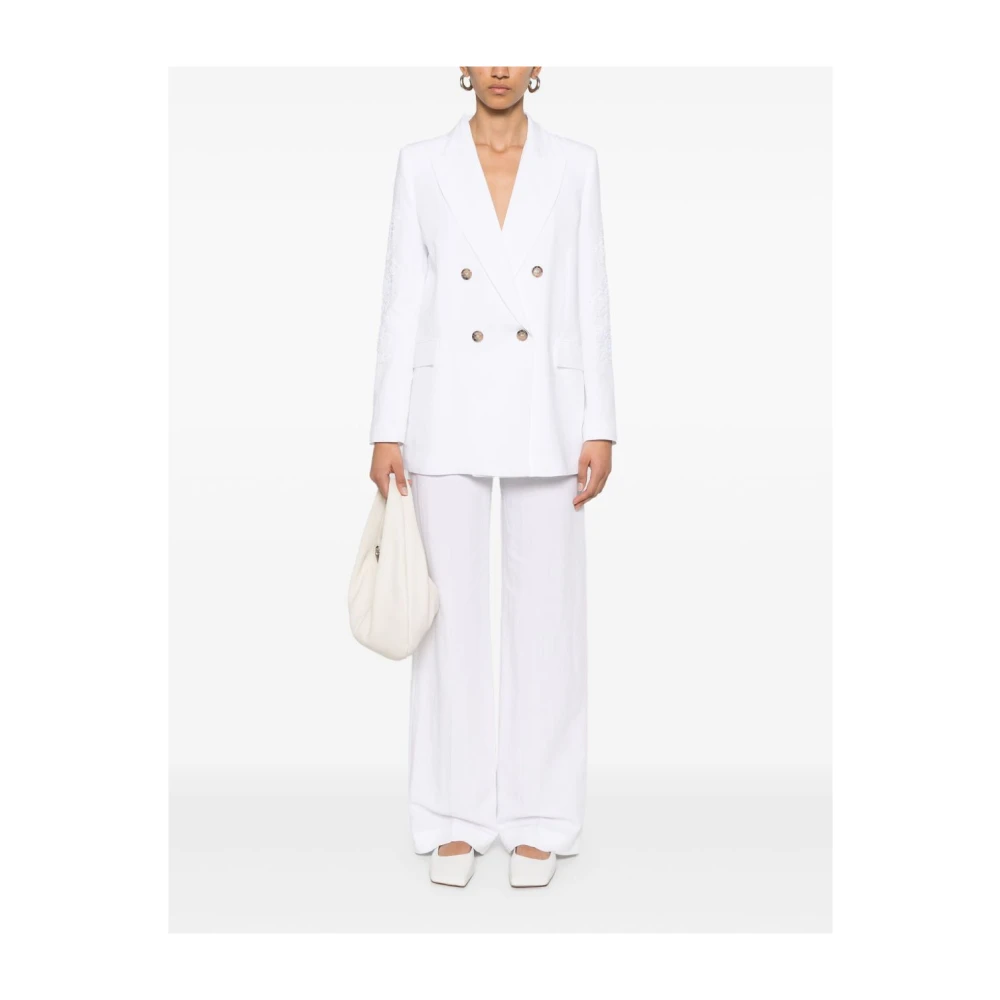 Ermanno Scervino Witte Double-Breasted Jas met Schoudervullingen White Dames