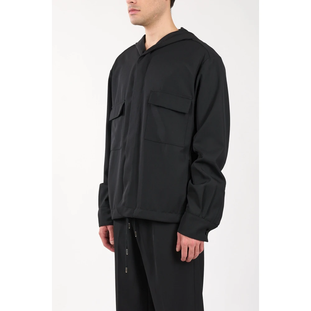 Costumein Overshirt van zuivere wol met verborgen knoopsluiting aan de voorkant Black Heren