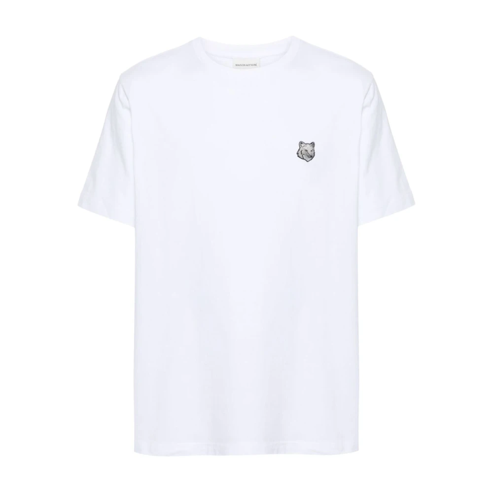 Maison Kitsuné Witte T-shirts en Polos met Handtekening Vos Patch White Heren