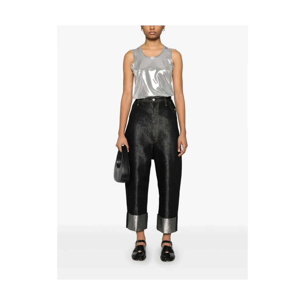 Junya Watanabe Zwarte broek met knoopsluiting en riem Black Dames