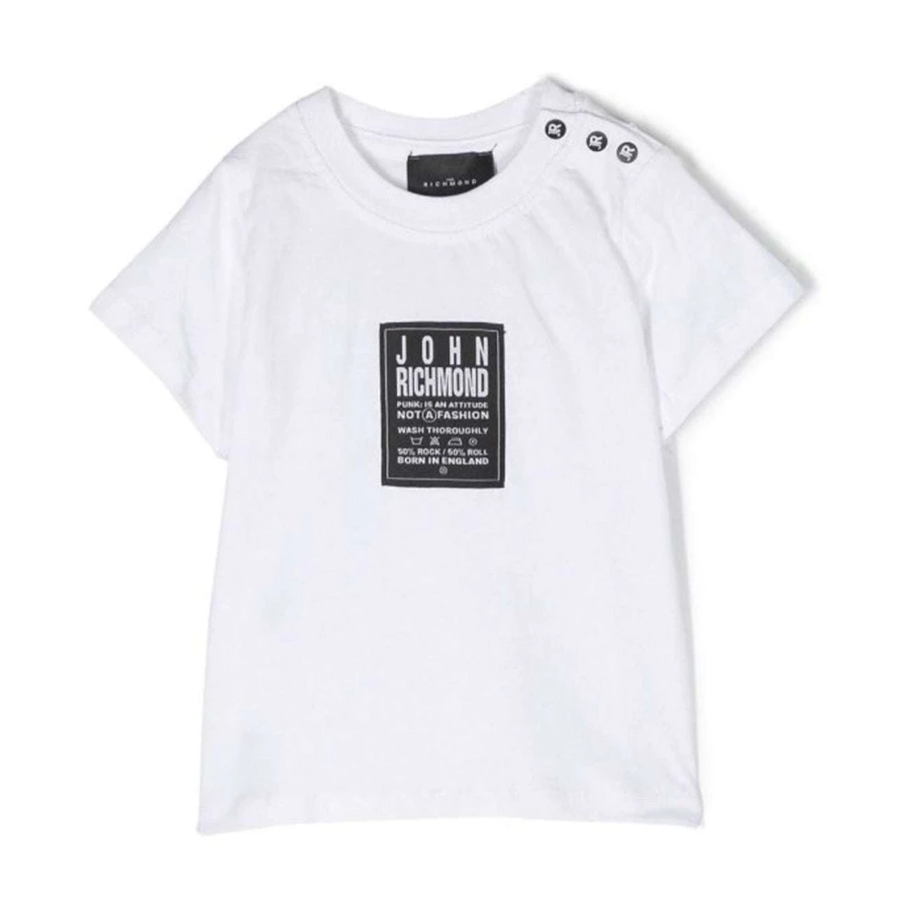 John Richmond T-Shirt med Grafiskt Tryck och Axelknappar White, Flicka