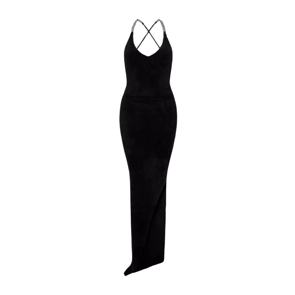 David Koma Black Party Dresses, Female, S, Asymmetric Dress With Chain Detail