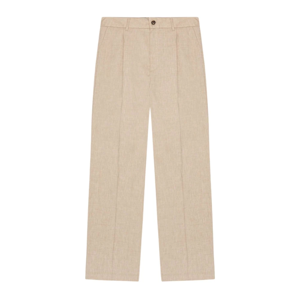 Les Deux Beige Reece Pleated Suit Trousers - Male - Wide Trousers - W32 - Trousers