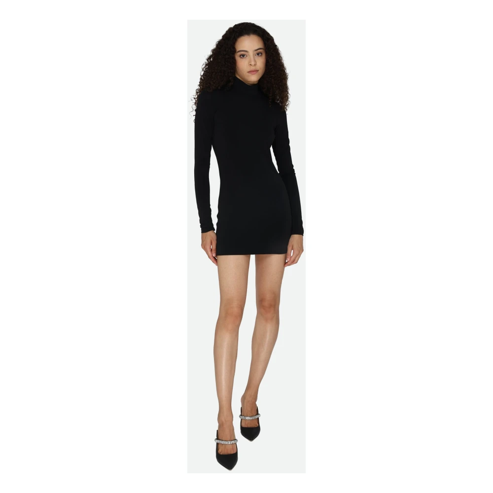PATRIZIA PEPE Zwarte Rugloze Strass Detail Jurk Black Dames