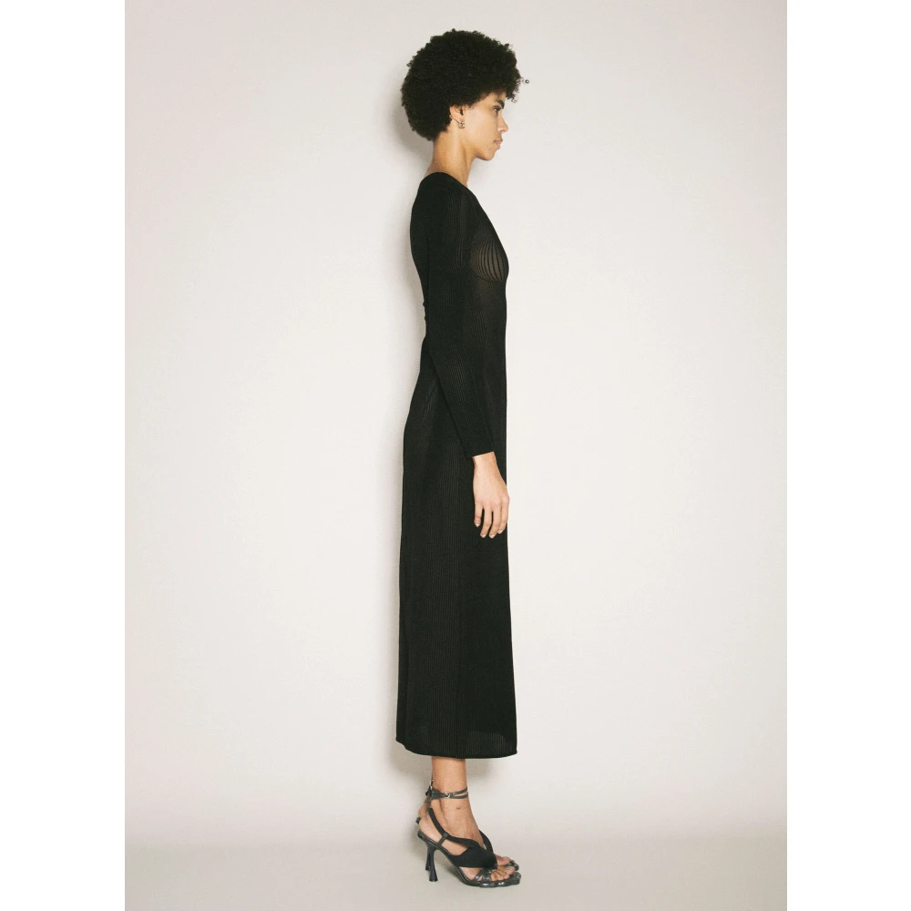 Jean Paul Gaultier Morphing Pinstripe Midi Jurk Black Dames