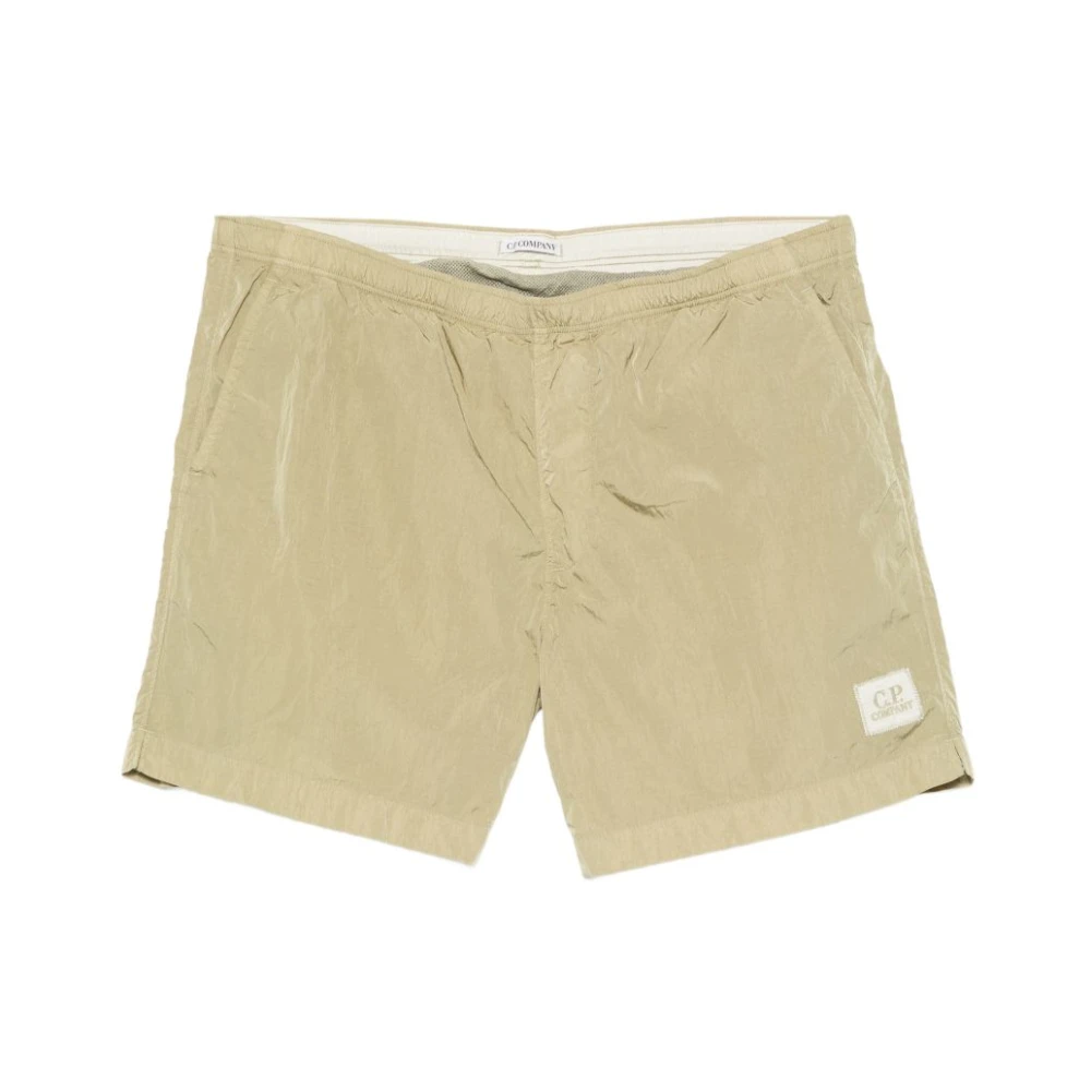 C.p. Company , Beachwear, Male, Green, Xl, Logo Patch Swim Shorts