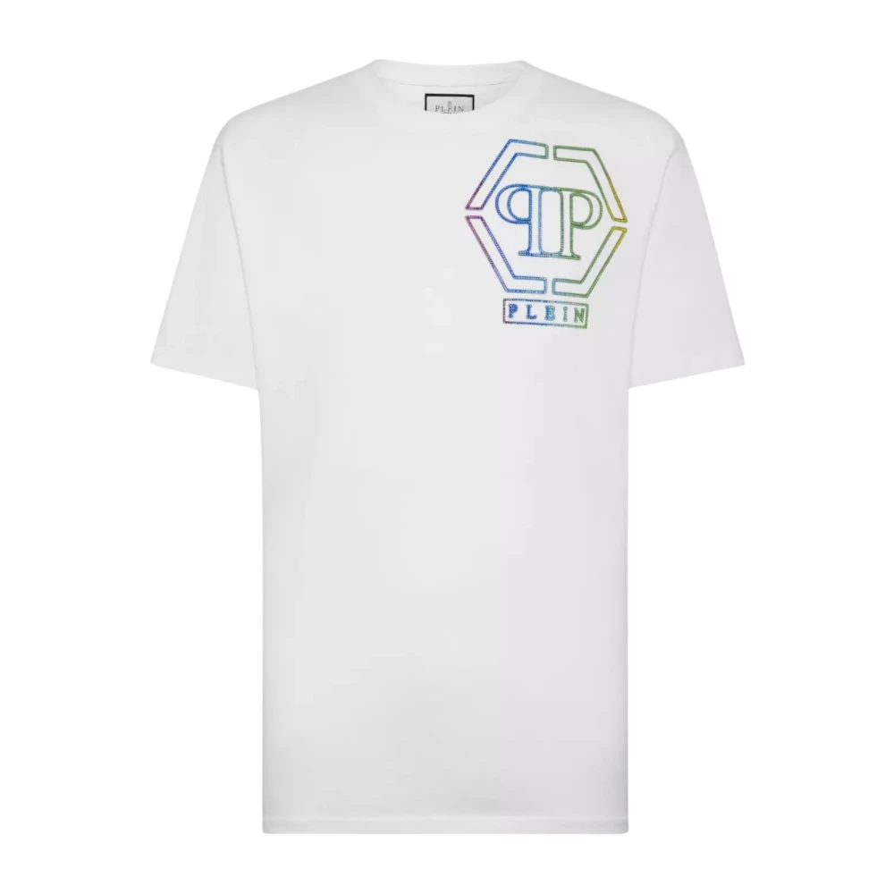 Philipp Plein Wit Kristal Monogram T-shirt White Heren