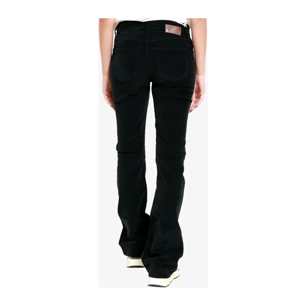 PT Torino Zwarte Fluweel Flare Jeans Black Dames