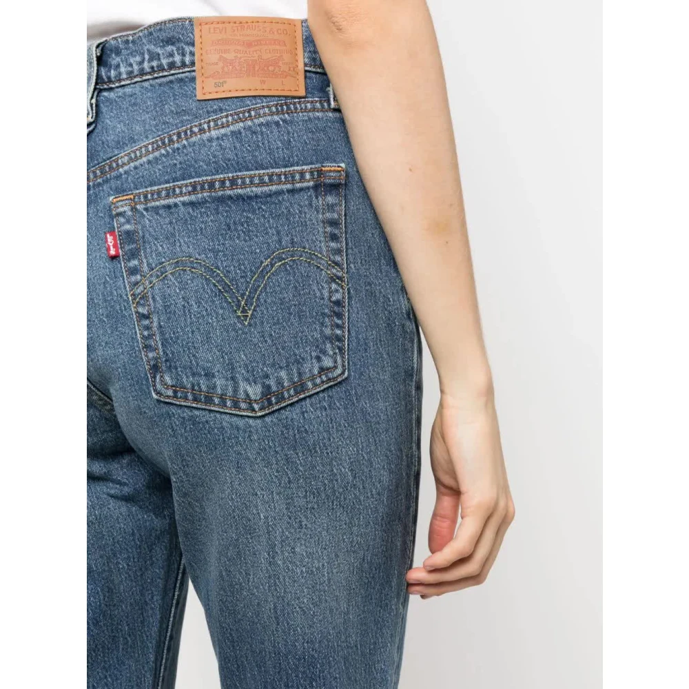Levi's Stand Off Original Cropped Jeans Blue Dames