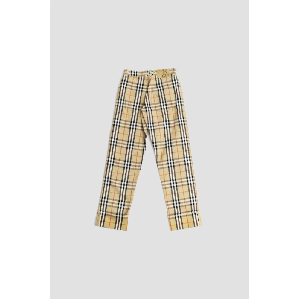 Burberry Ruitpatroon Straight-Leg Broek Beige Dames