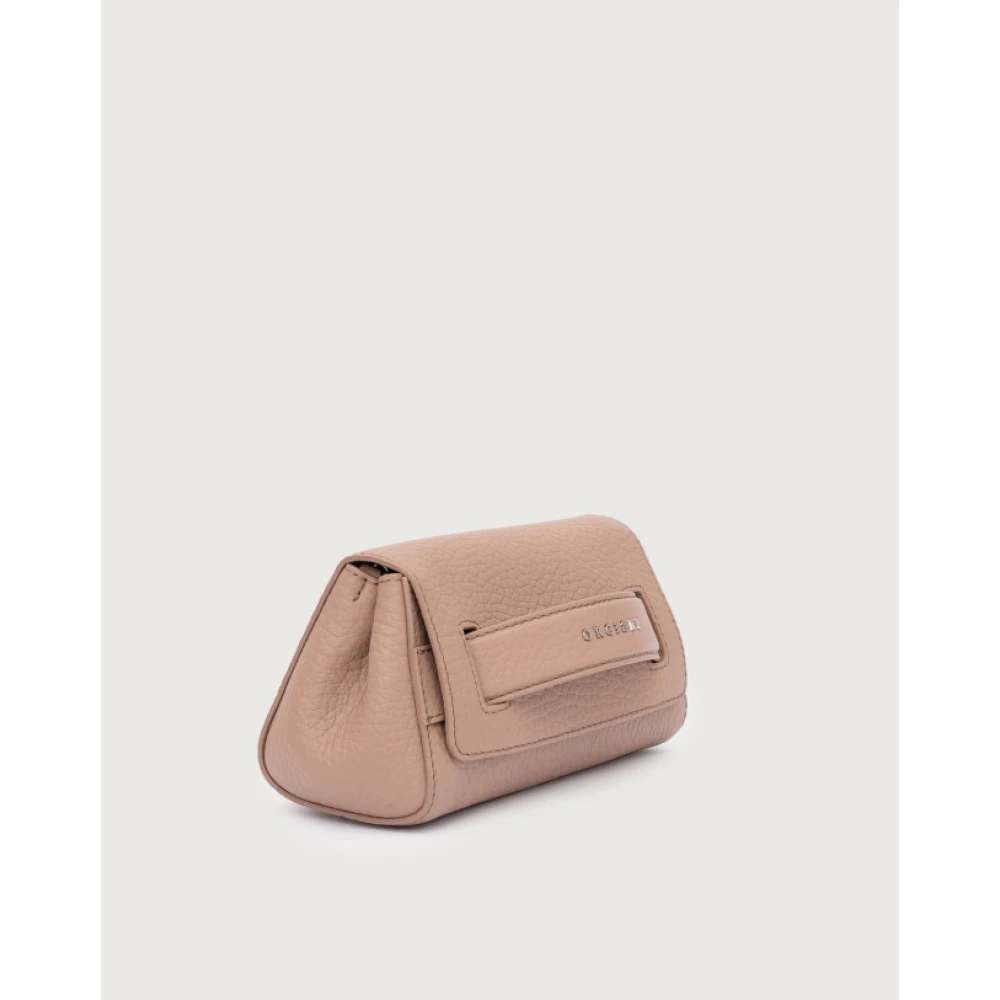 Orciani Zachte Gehamerde Leren Clutch Tas Beige Dames