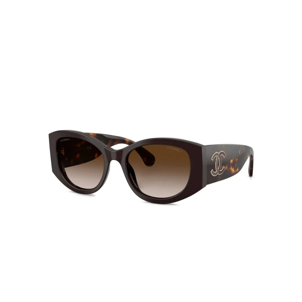Chanel Women's Brown Oval Sunglasses - Sunglasses - 53 Mm - Accessories