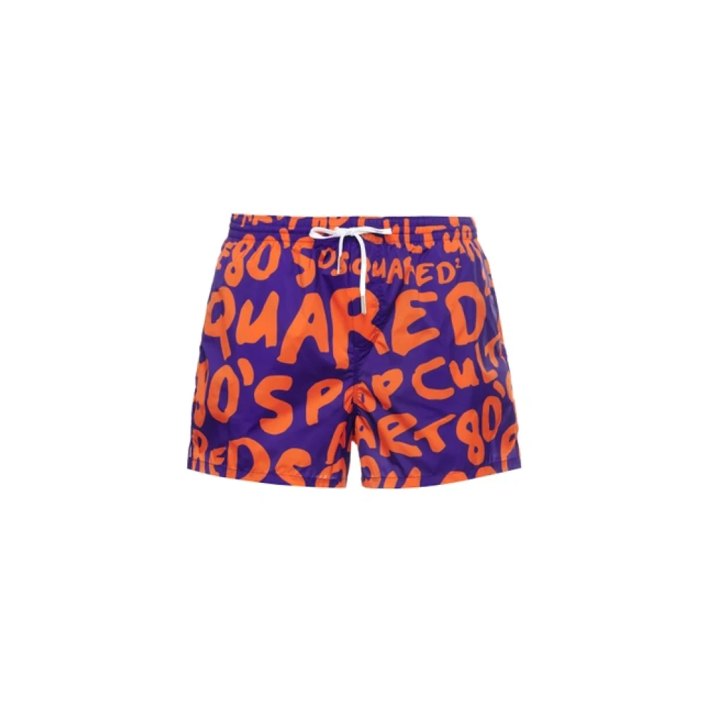 Dsquared2 Men's Multicolor Purple Logo Swim Shorts - Beachwear - Xl - Swimwear