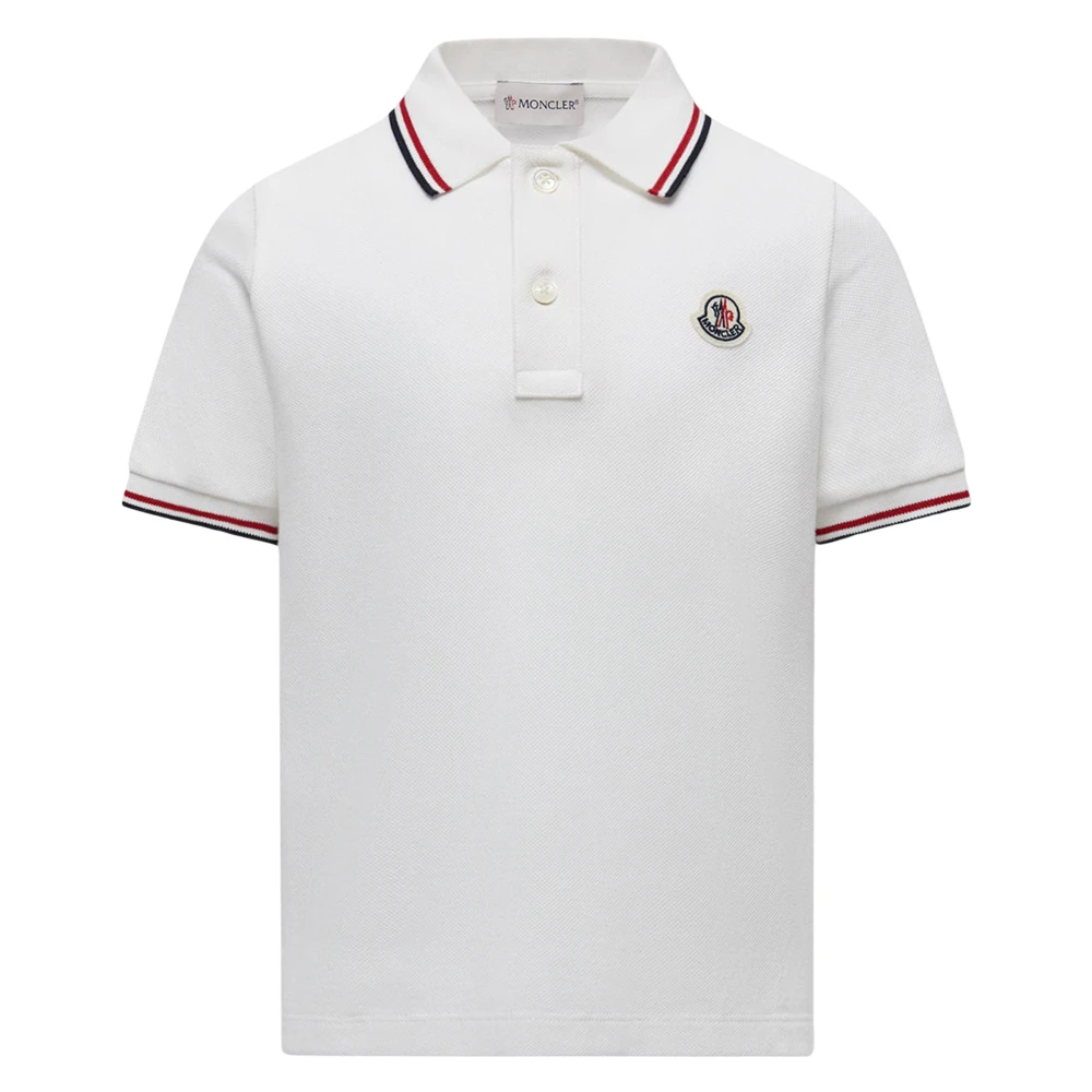 Moncler Beige Logo Polo Shirt In Ivory - Male - Kids Short Sleeve T-Shirts - 4 Y - Kids