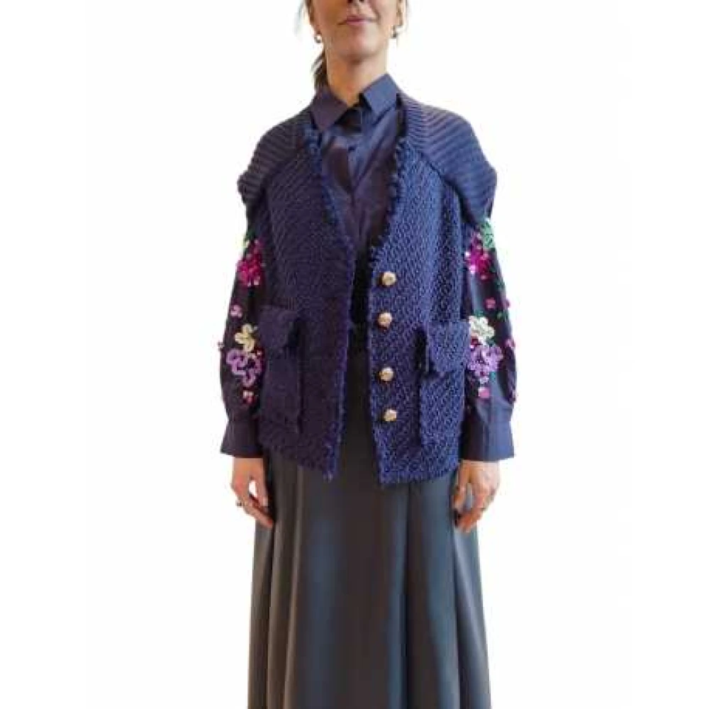 Essentiel Antwerp Navy Gebreid Mouwloos Vest Avondblauw Blue Dames