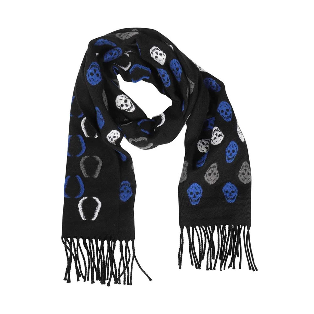 Alexander mcqueen Wollen sjaal met schedelprint Black Heren