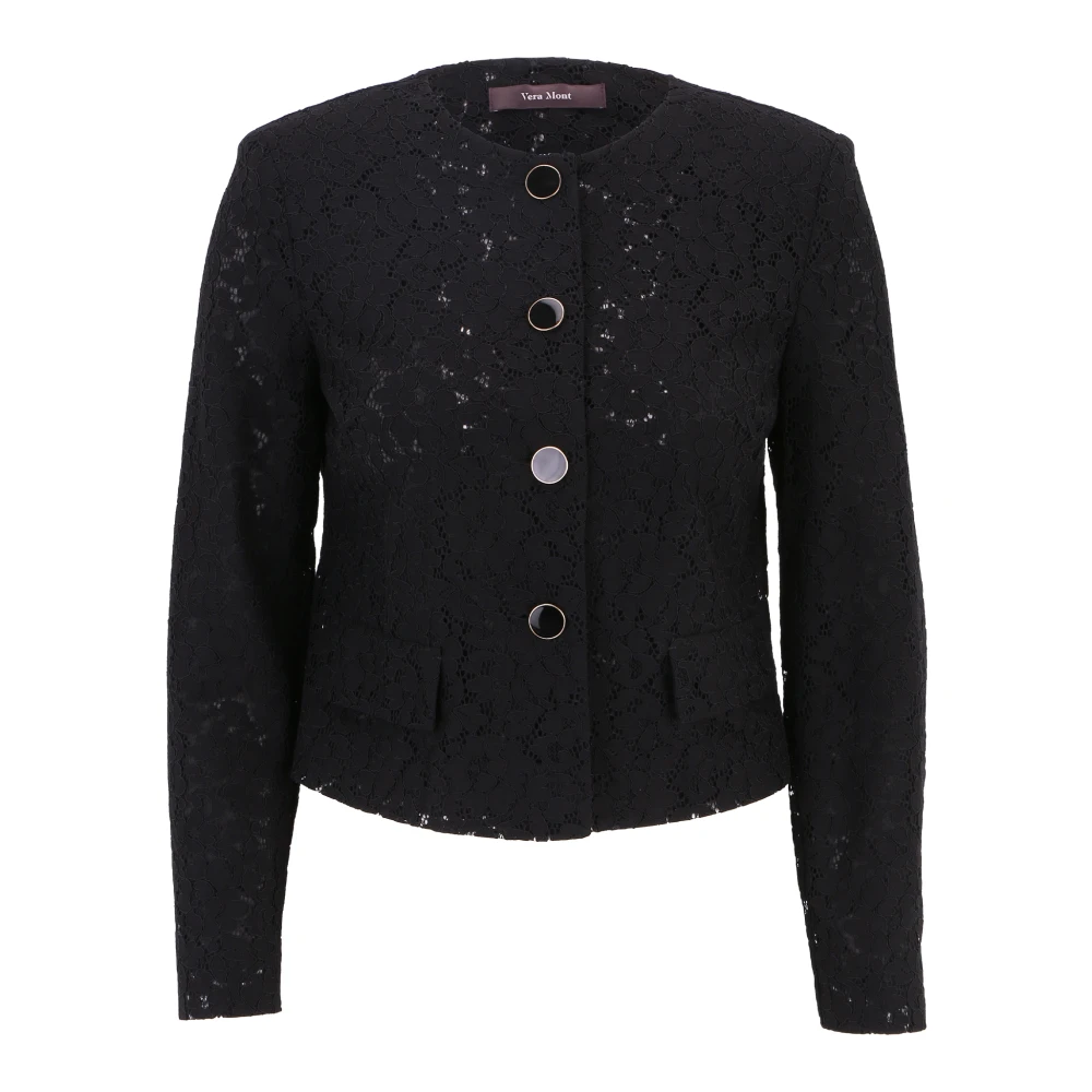 Vera Mont Bloemen Blazer Jas met Knopen Black Dames