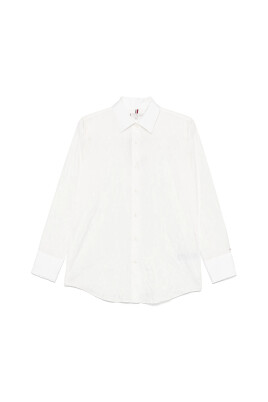 hvid-button-up-skjorte-logo-plaque