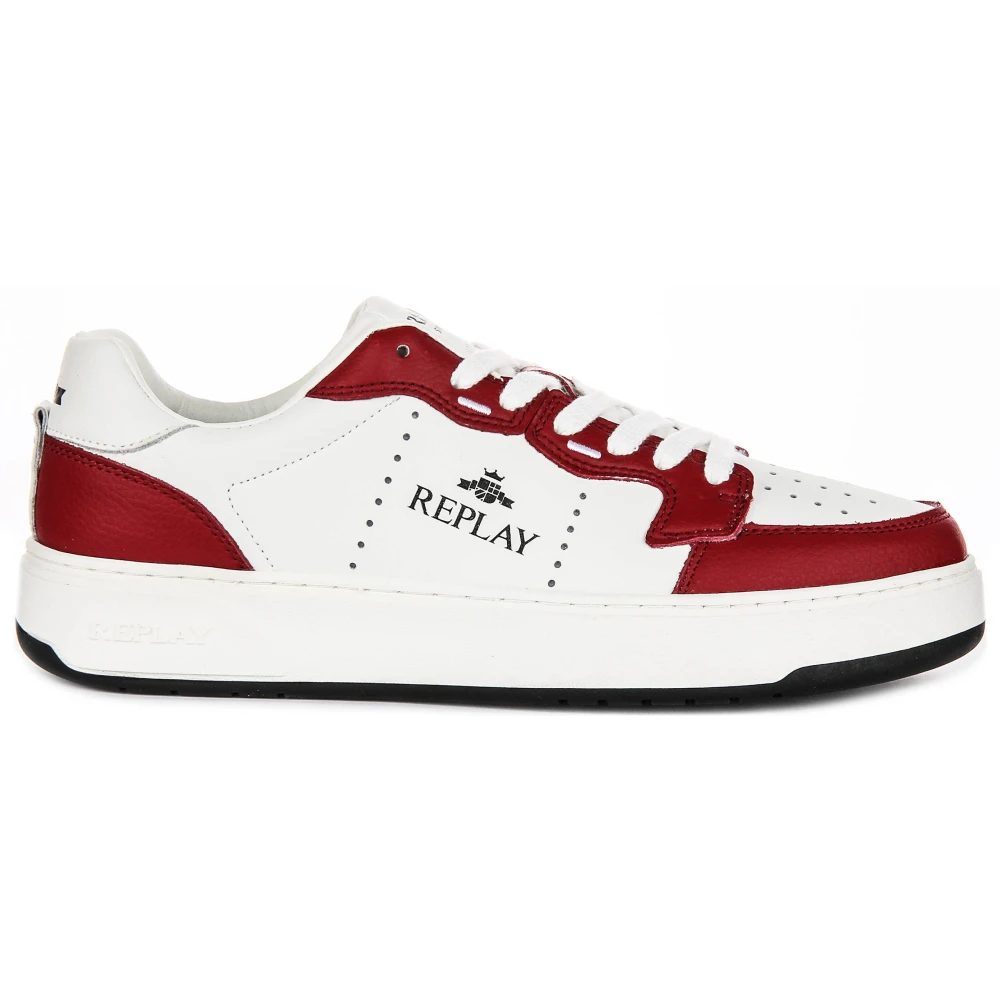 Replay Men's Red Sneakers, 9 Uk, Kai Action Leather Trainers