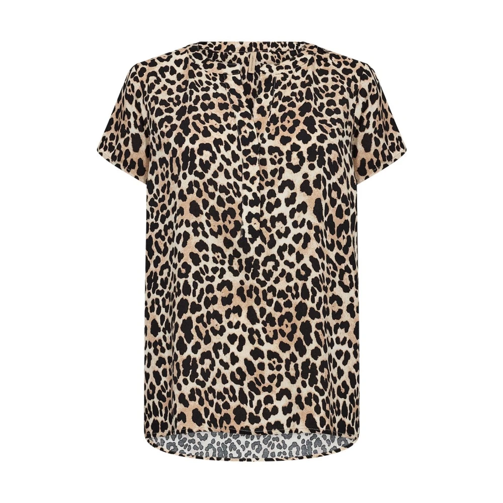 Soyaconcept Luipaardprint V-hals Shirt Beige Dames