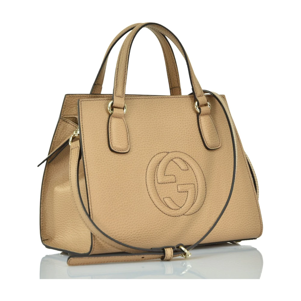 Gucci Soho Leren Hobo Tas met Handvat Beige Dames