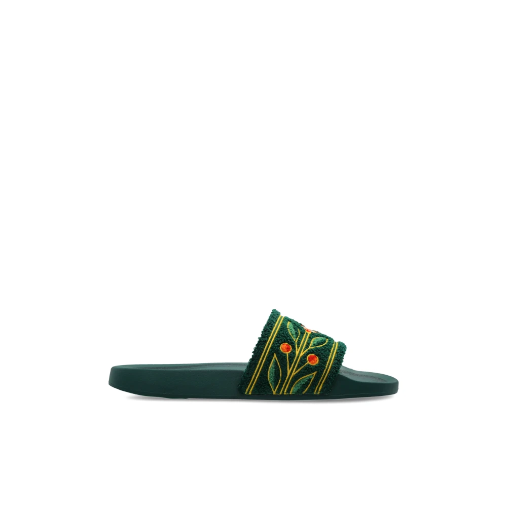 Casablanca Men's Green Sliders, 7 Uk, Logo Slides