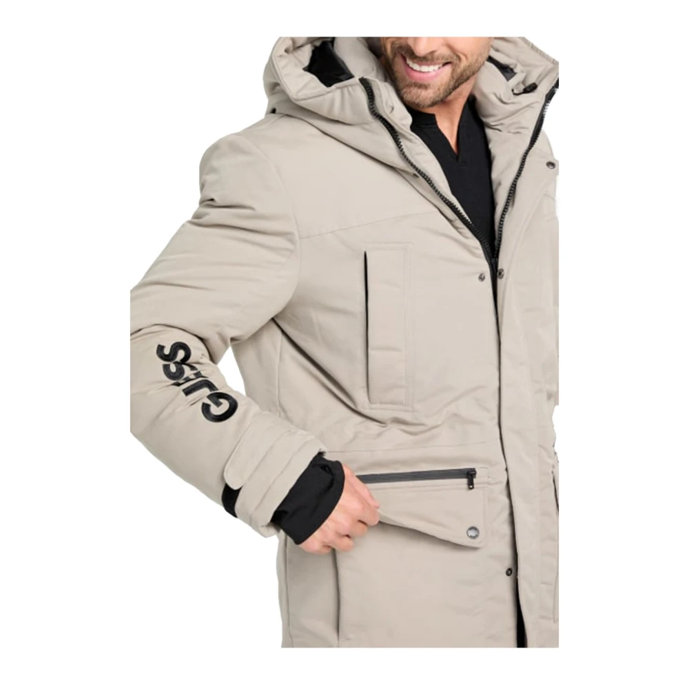 Guess Winter Hooded Jacket Beige Heren