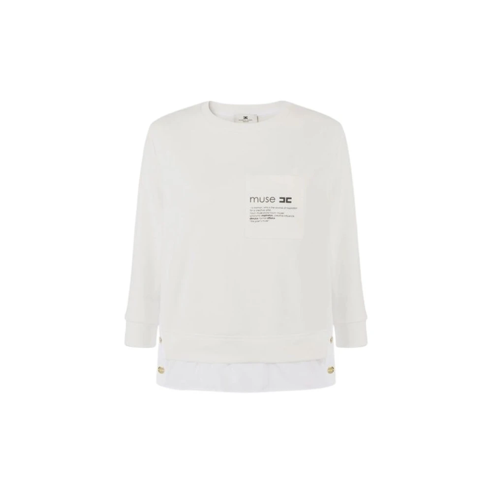 Elisabetta Franchi White Cropped Sweatshirt - Female - Sweatshirts - Xs - Sweatshirts & Hoodies