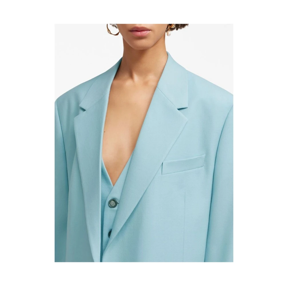 Ami Paris Oversized Single-Breasted Blazer Blue Dames