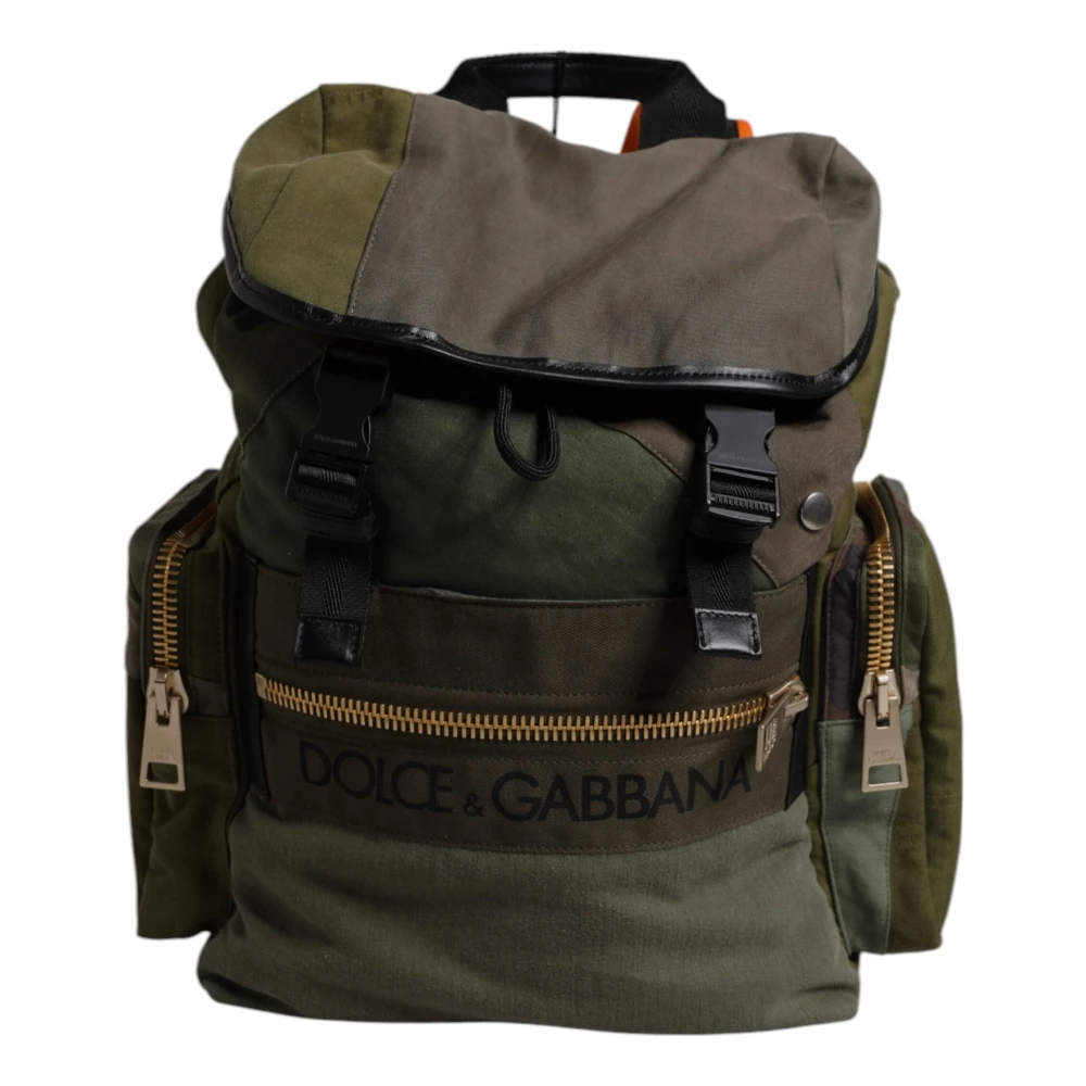Dolce & Gabbana Unisex Green Backpacks, One Size, Patchwork Travel Backpack Bag