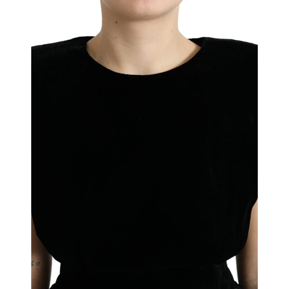 Dolce & Gabbana Fluwelen Schouder Top Black Dames