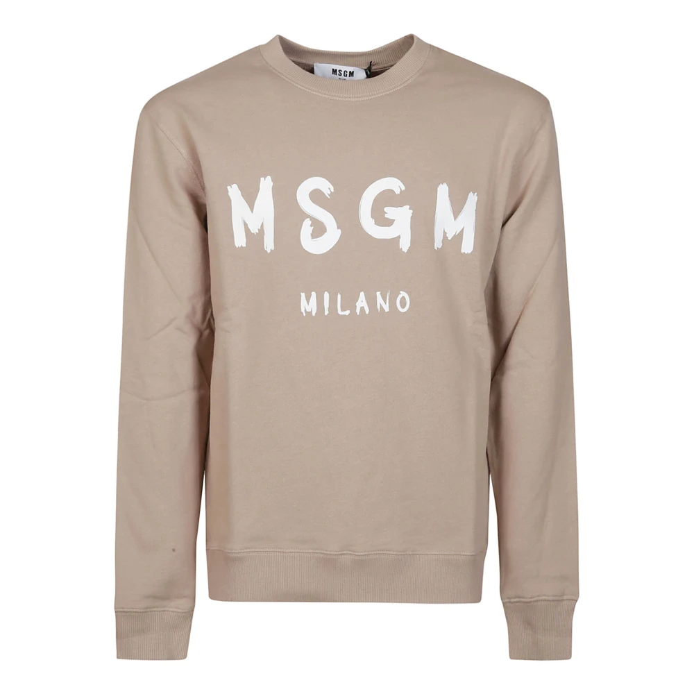 Msgm Beige Logo Print Sweatshirt Beige Heren