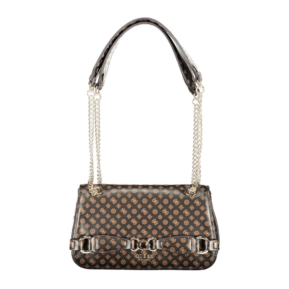 Guess Stijlvolle Logo Handtas met Kettingbanden Brown Dames