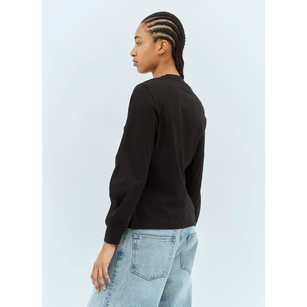 Moncler Katoenen Jersey Logo Patch Longsleeve T-shirt Black Dames