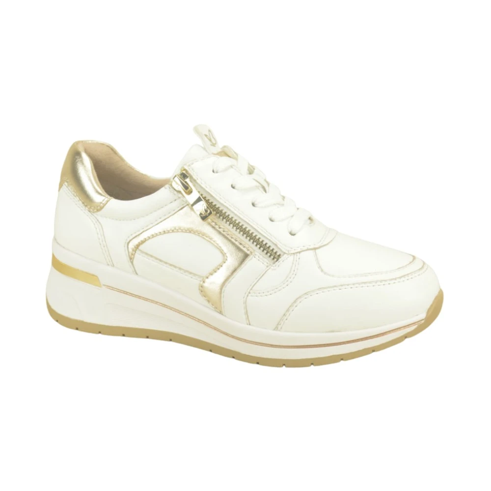 Caprice Gouden en Witte Loper Tapijt Dames Schoenen