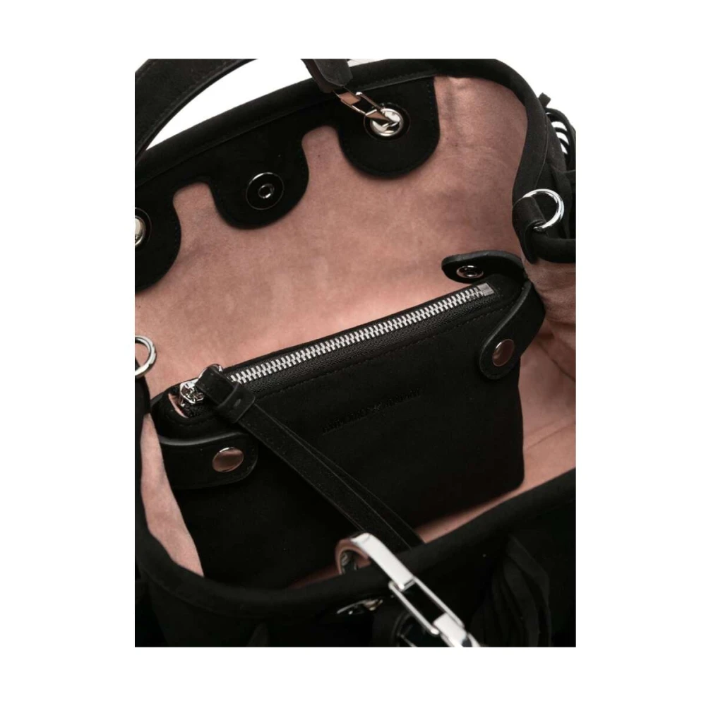 Emporio Armani Zwarte Franje Schoudertas Black Dames