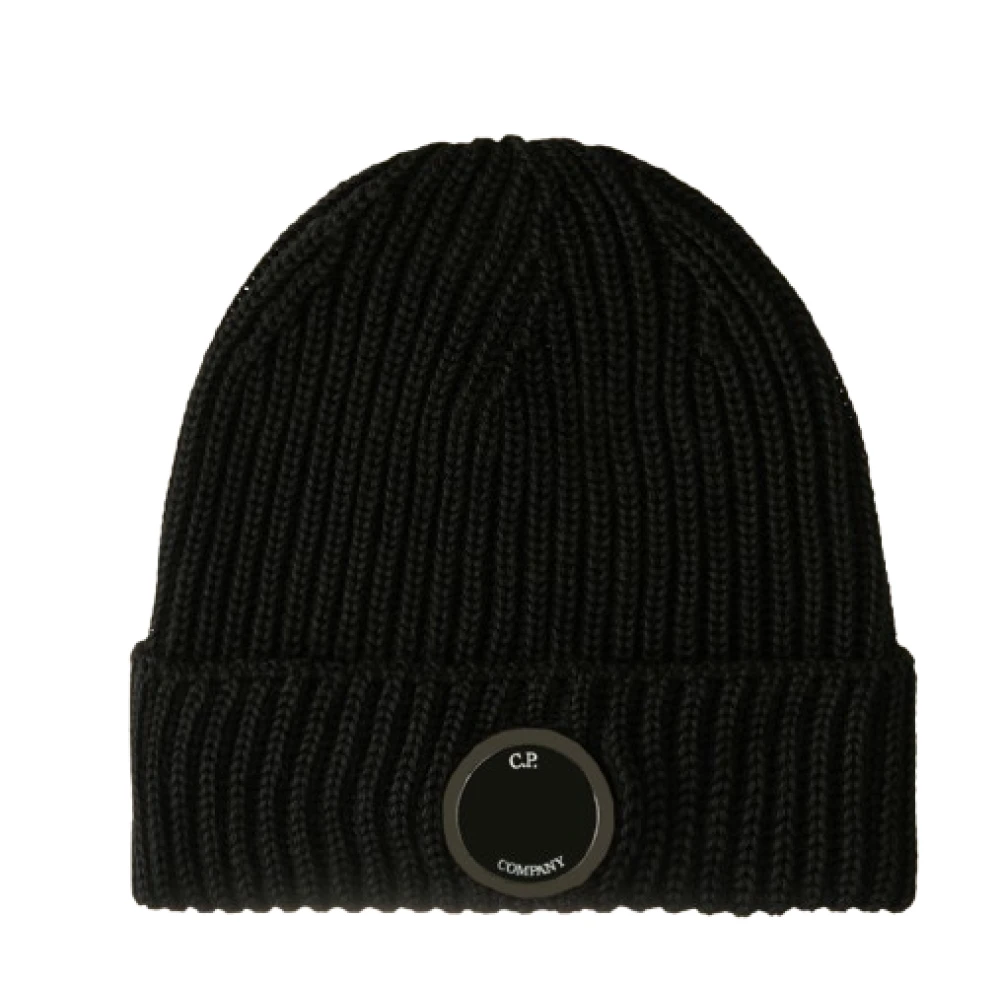 C.p. Company Women's Black Fine Merino Wool Lens Beanie