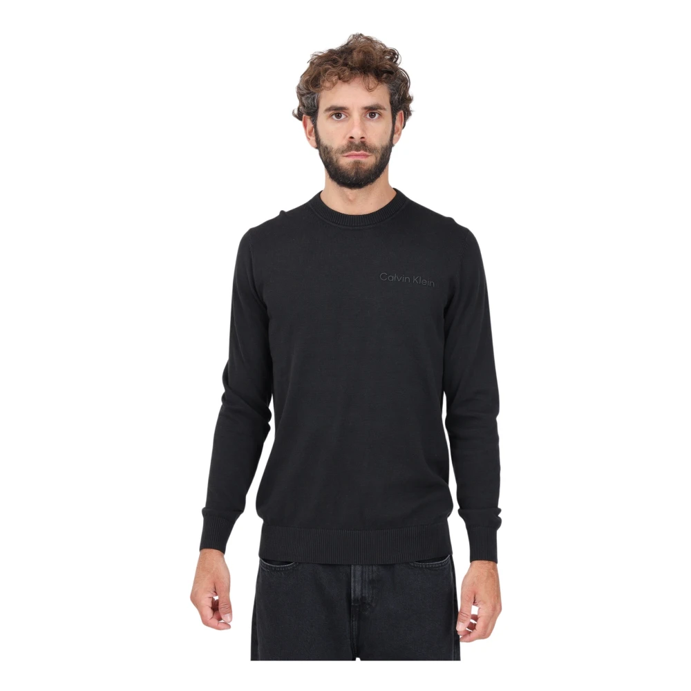 Calvin Klein Jeans Svart Crewneck Tröja Herr Casual Höst Vinter Black, Herr