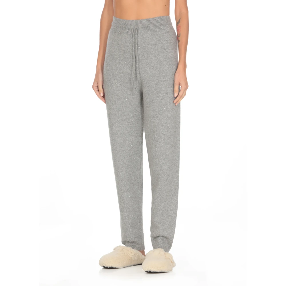 Fabiana Filippi Grijze wollen broek met pailletten details Gray Dames